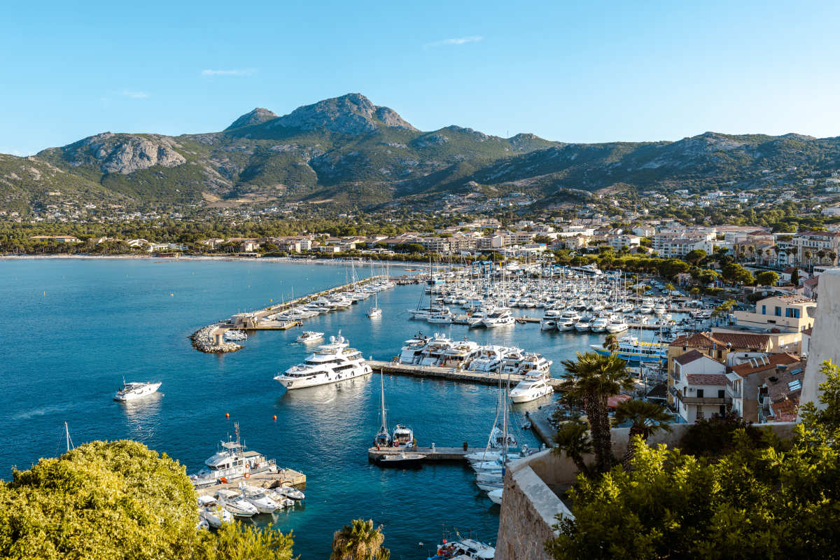 View overlooking the marina and port of Calvi in Corsica