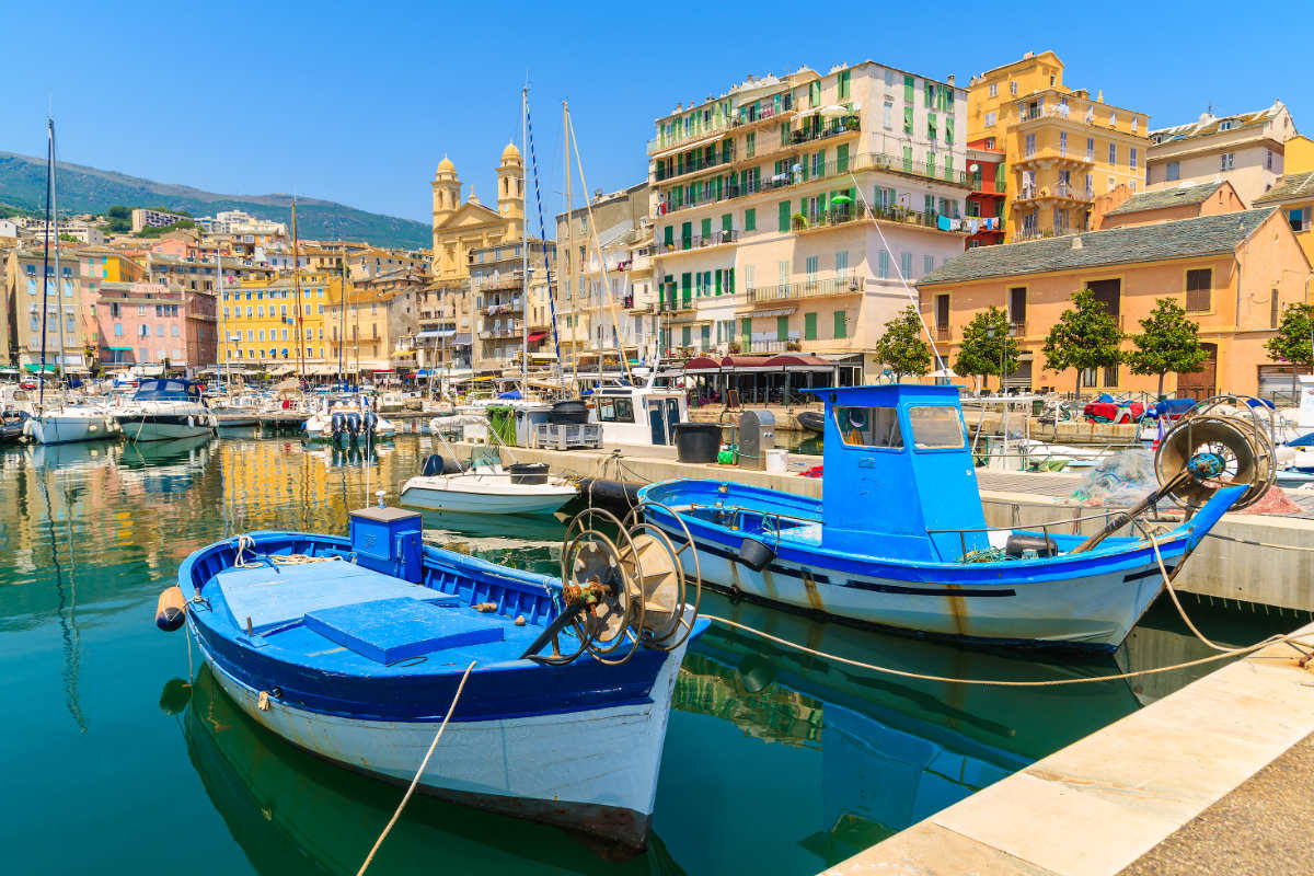 Traditional fishing boats in Bastia harbour, Corsica