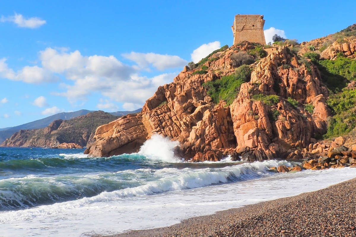 Ancient Tower on a headland on the Gulf of Porto in Corsica