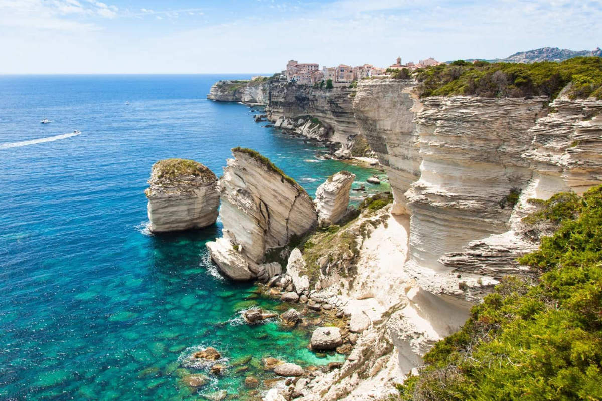 The white cliffs of Bonifacio in South Corsica.